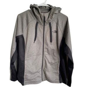 North Face Women’s Hoodie Sweatshirt Full Zip Gray Black Size XL